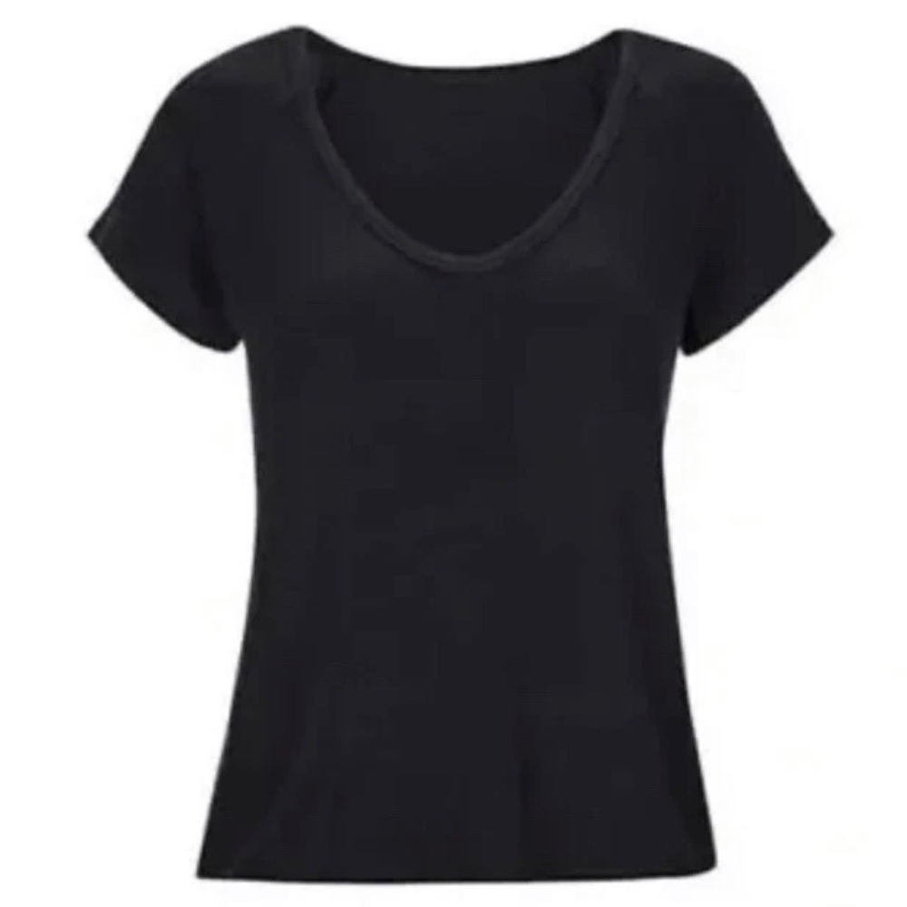 CABI Tranquil Ribbed Tee Short Sleeve Black Women’s Sz Small #6125 Relaxed
